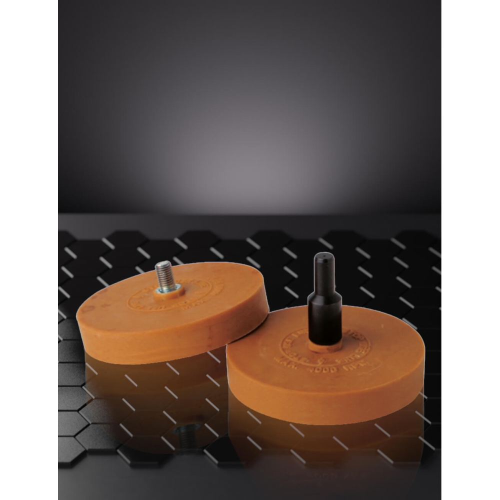 3804 Set Disques gomme pour enlever toutes traces d'adhésifs. (2 disques avec adaptateur)